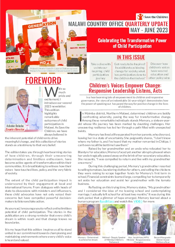 2023 Malawi Country Office Q2 Newsletter