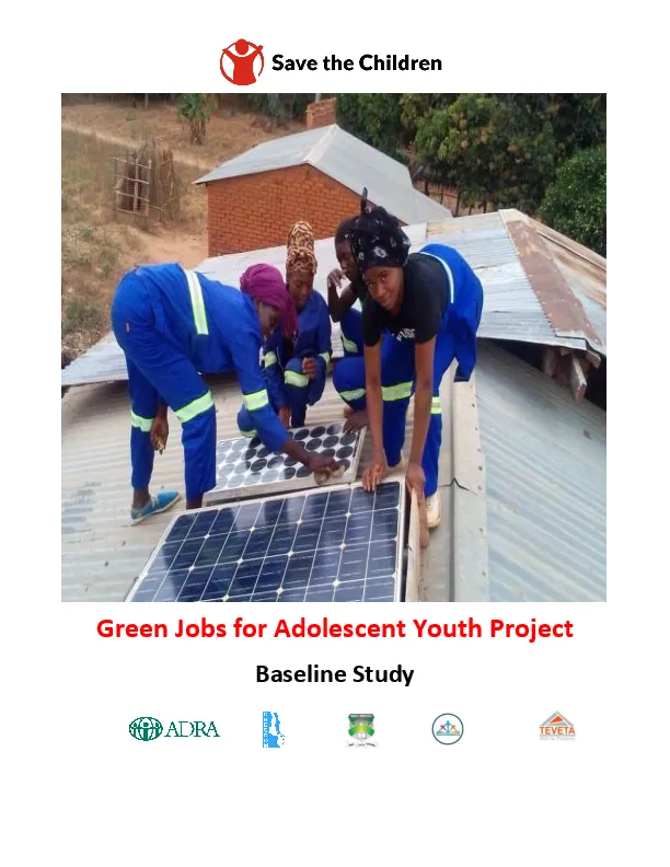 Green Jobs for Adolescents and Youth Project Baseline Study Report