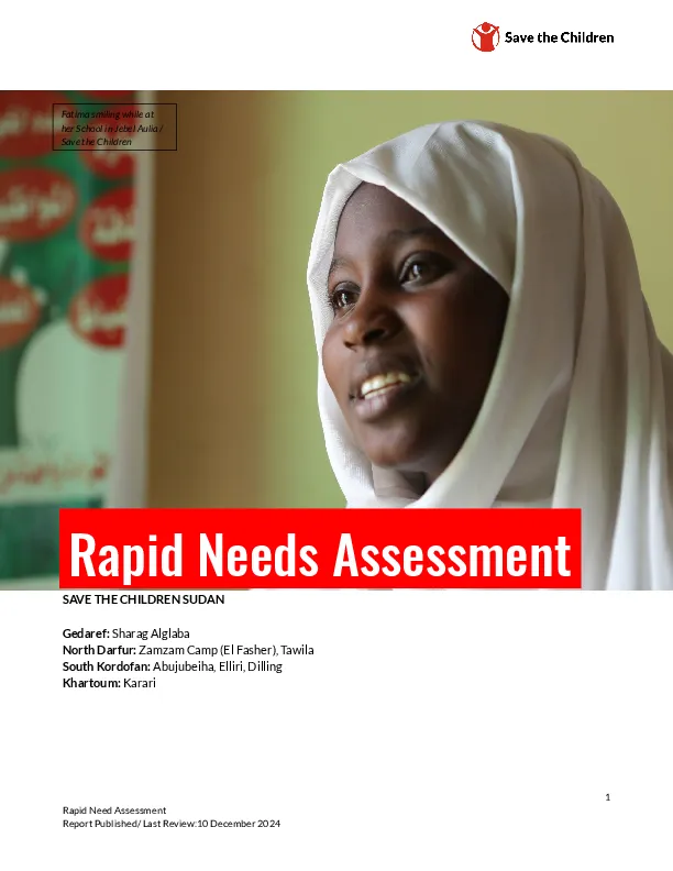 Save the Children Sudan Rapids Needs Assessment Report