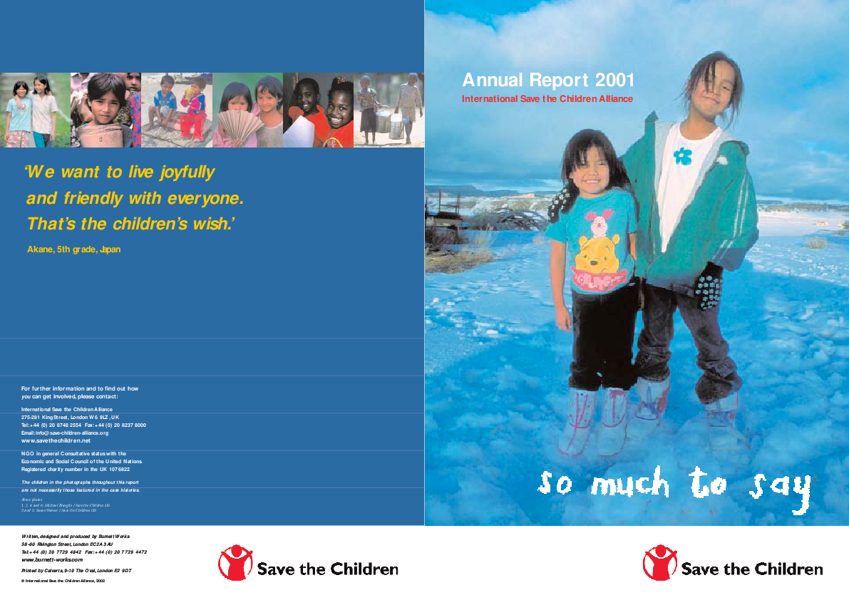 Annual Report 2001. International Save the Children Alliance