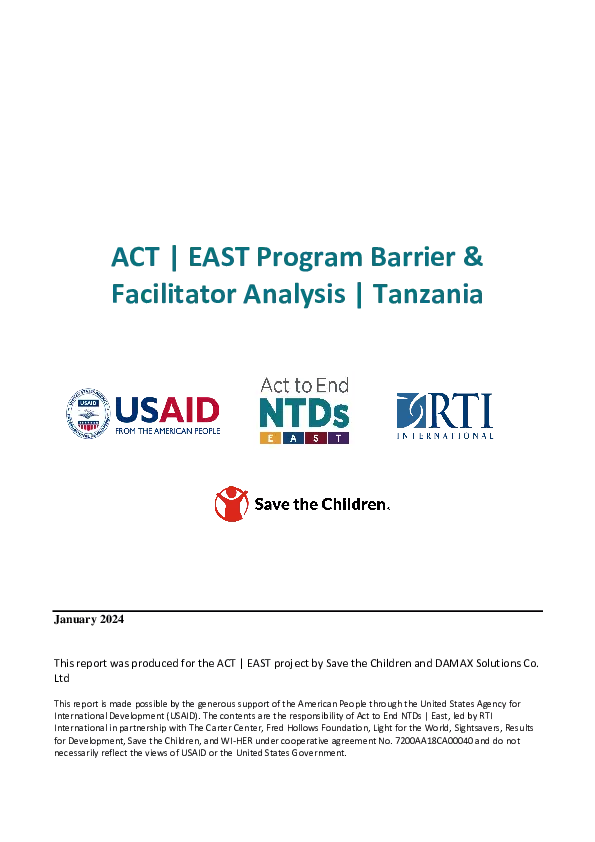 ACT | EAST Program Barrier & Facilitator Analysis, Tanzania thumbnail