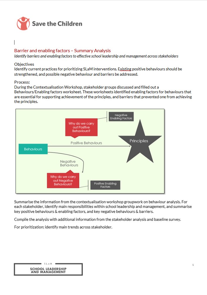 Barrier and Enablers Summary Analysis