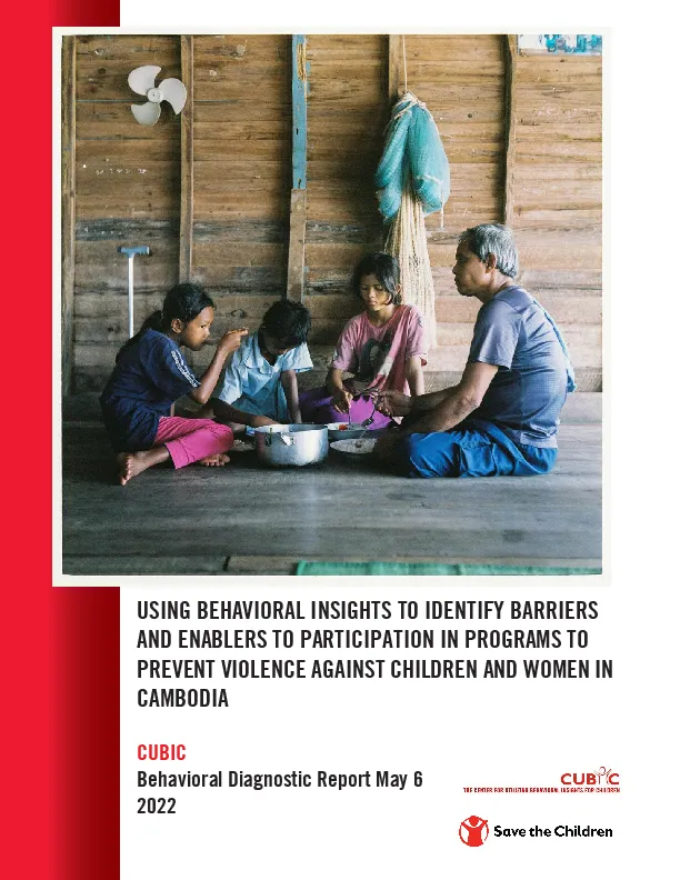 Behavioral Diagnostic Report, Cambodia RECOVER project
