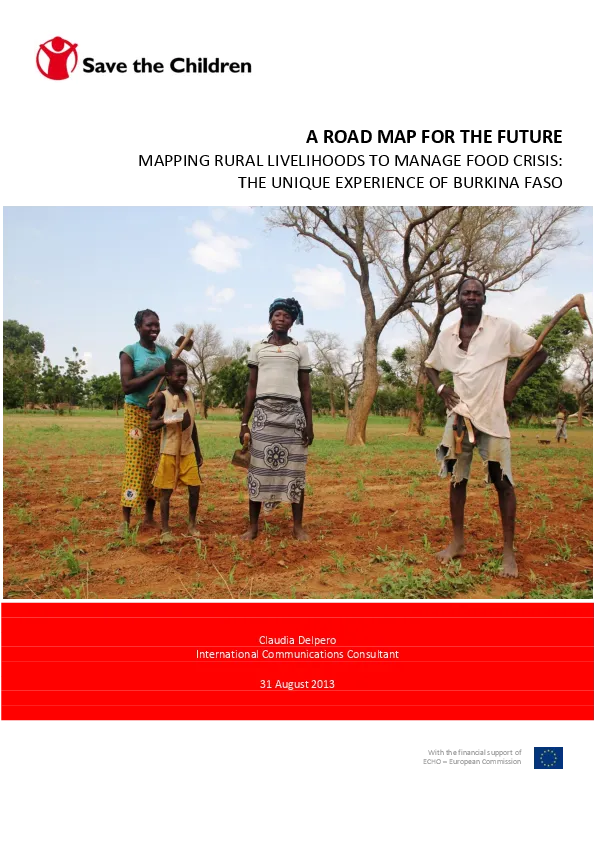 A Roadmap for the Future: Mapping rural livelihoods to manage food Crises in Burkina Faso