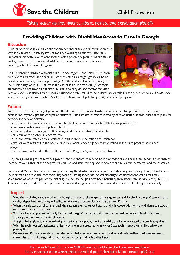Case Study. Providing children with disabilities access to care in ...