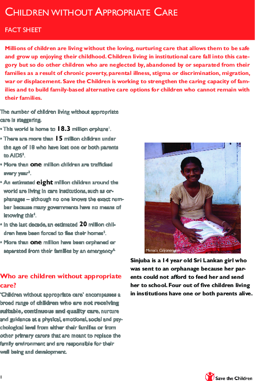 Fact sheet - Children without appropriate care