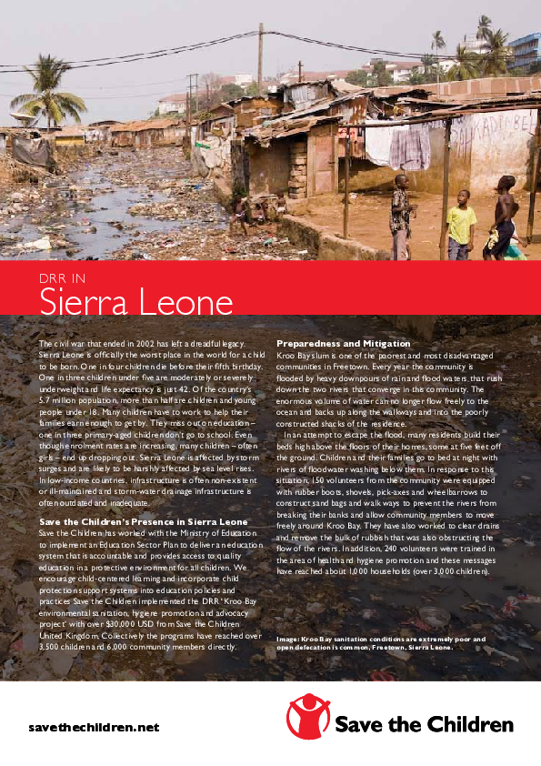 Country Risk Reduction Profile: Disaster Risk Reduction in Sierra Leone ...