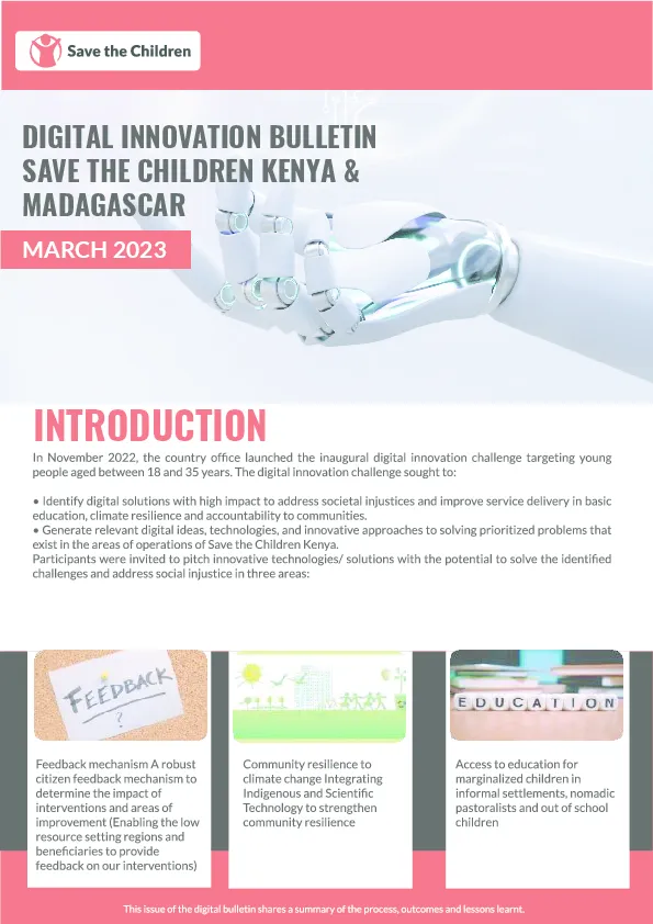 Digital Innovation Bulletin Save the Children Kenya & Madagascar