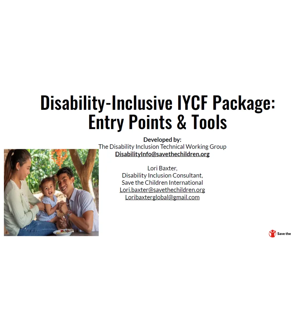 Disability Inclusive IYCF Package Entry Points & Tools Thumbnail