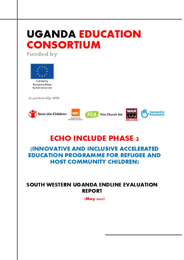 Echo Include Phase 2 (Innovative and Inclusive Accelerated Education Programme for Refugee and Host Community Children)