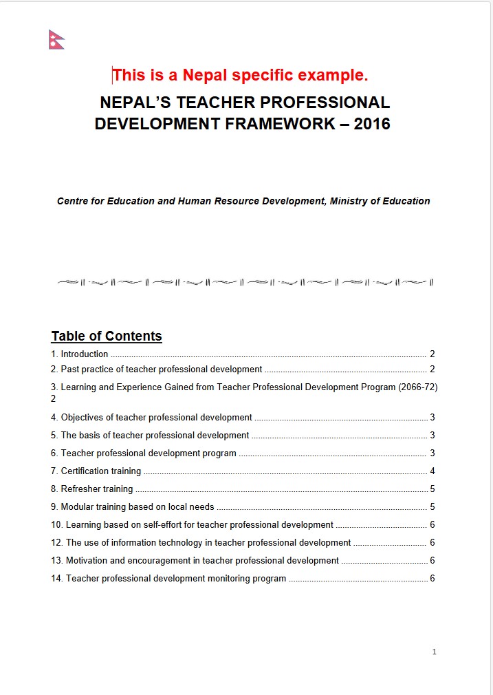 EXAMPLE2 pre-read TPD Framework (2016)
