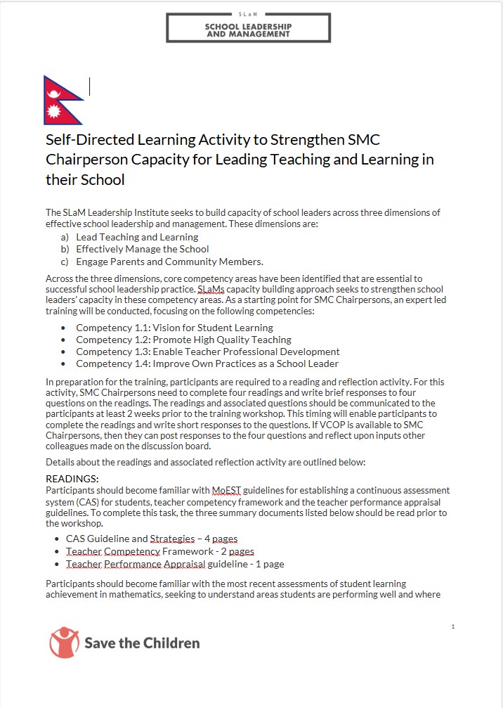 Example Pre-Workshop preparation for Self-Directed Learning for SMC