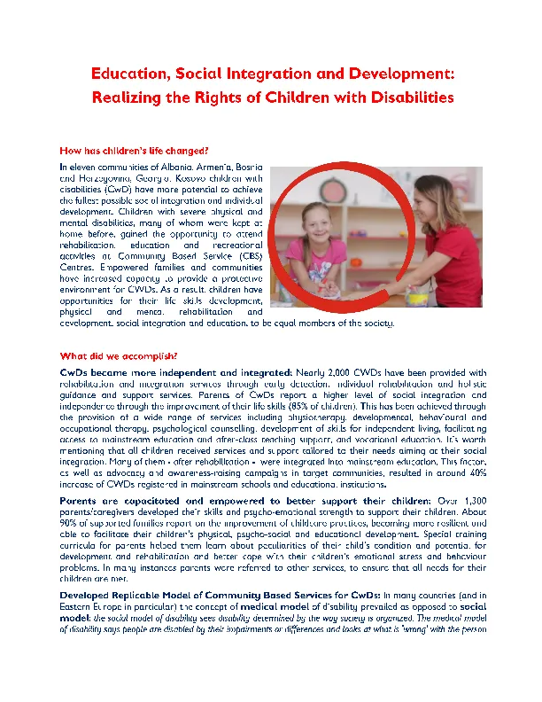 Five Minutes of Inspiration: Education, Social Integration and Development: Realizing the Rights of Children with Disabilities
