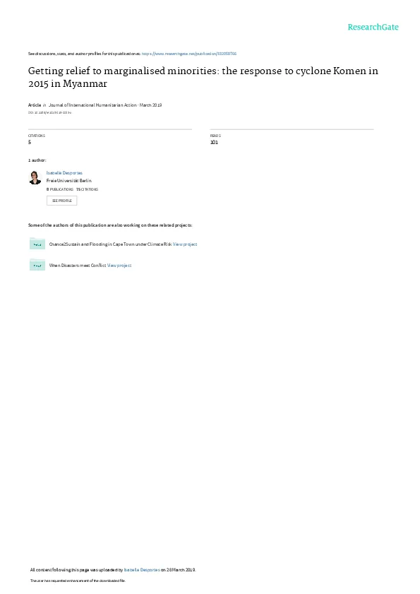 Getting Relief to Marginalised Minorities: The response to cyclone ...