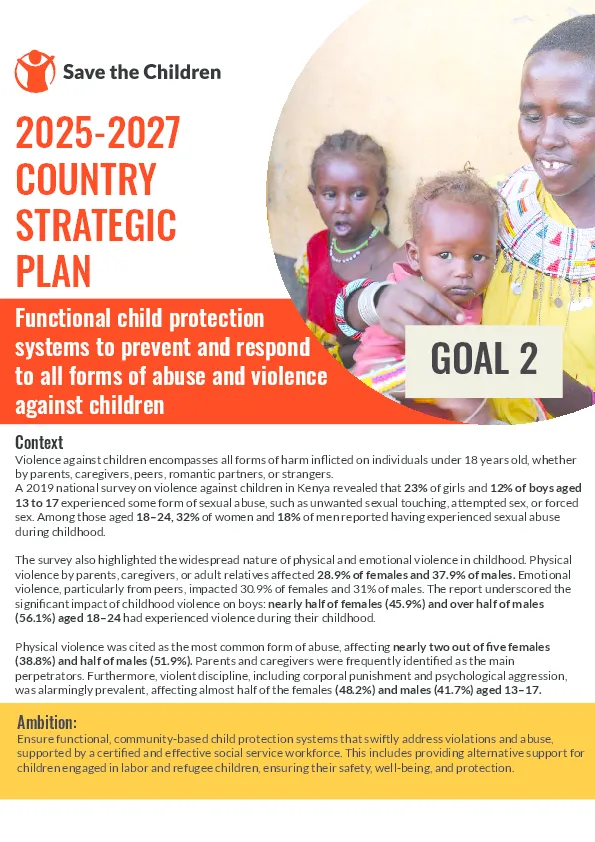 2025 - 2027 Strategic Goal 2: Functional child protection systems to prevent and respond to all forms of abuse and violence against children