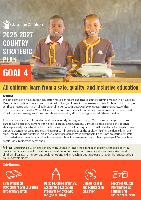 2025 - 2027 Strategic Goal 4: All children learn from a safe, quality, and inclusive education