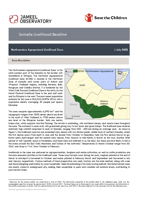 Household Economy Analysis Baseline Profile for the Northwestern Agropastoral Livelihood Zone, Somalia