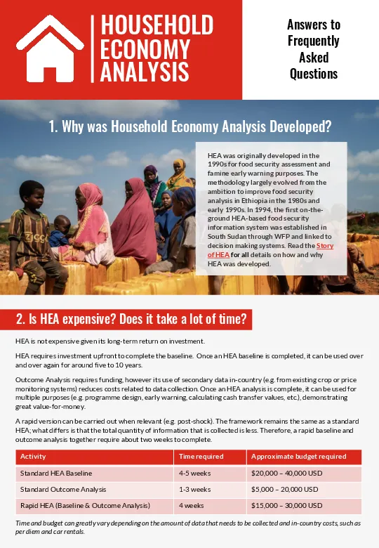 Household Economy Analysis FAQ
