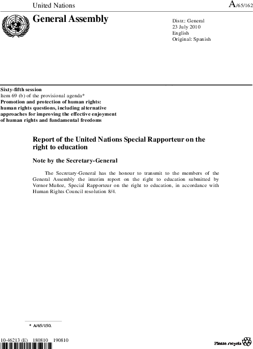 Report of the United Nations Special Rapporteur on the right to ...