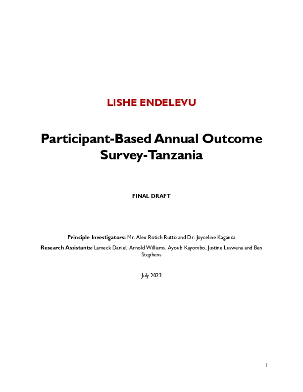 Lishe Endelevu 2023 Participant Based Annual Survey
