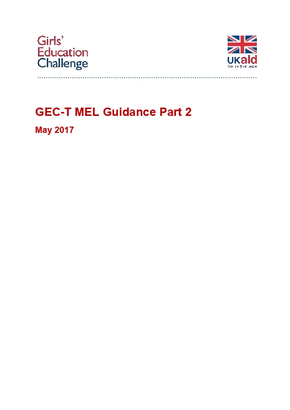 Girls' Education Challenge - MEL Guidance Part 2