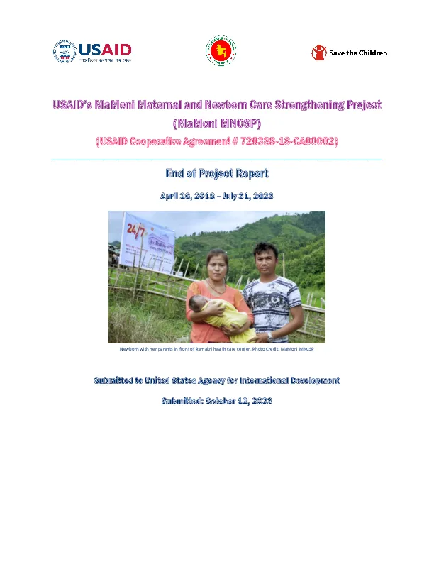 USAID’s MaMoni Maternal and Newborn Care Strengthening Project (MaMoni MNCSP)