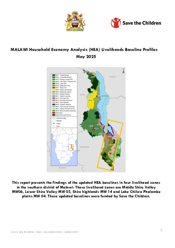 Malawi Household Economic Analysis (HEA) Livelihoods Baseline Profiles