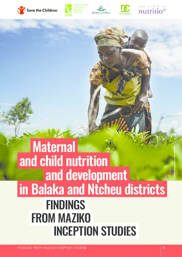 Maternal and Child Nutrition and Development in Malawi: Findings from MAZIKO Inception Studies
