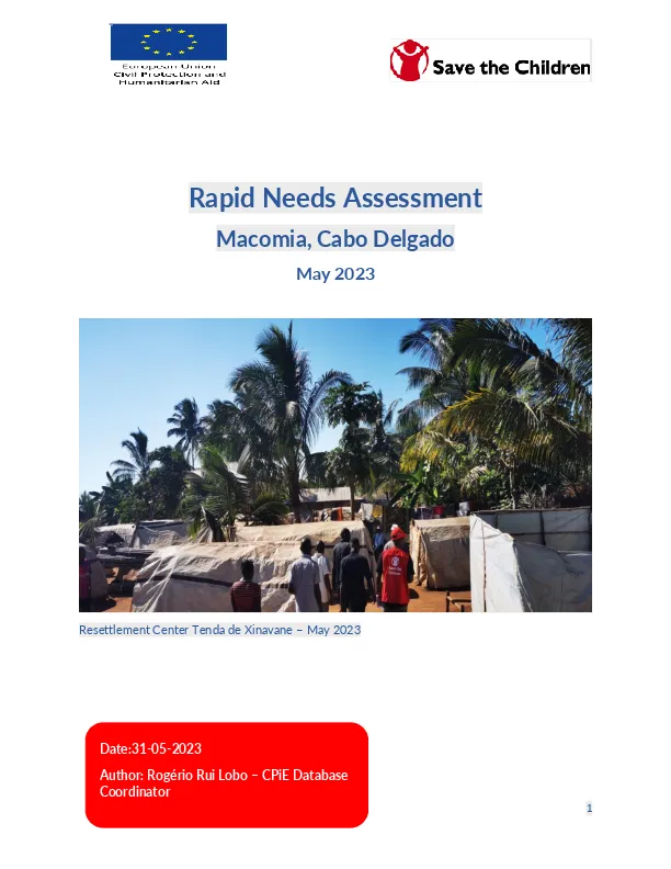 Save the Children Rapid Needs Assessment Report: Macomia, Cabo Delgado 2023
