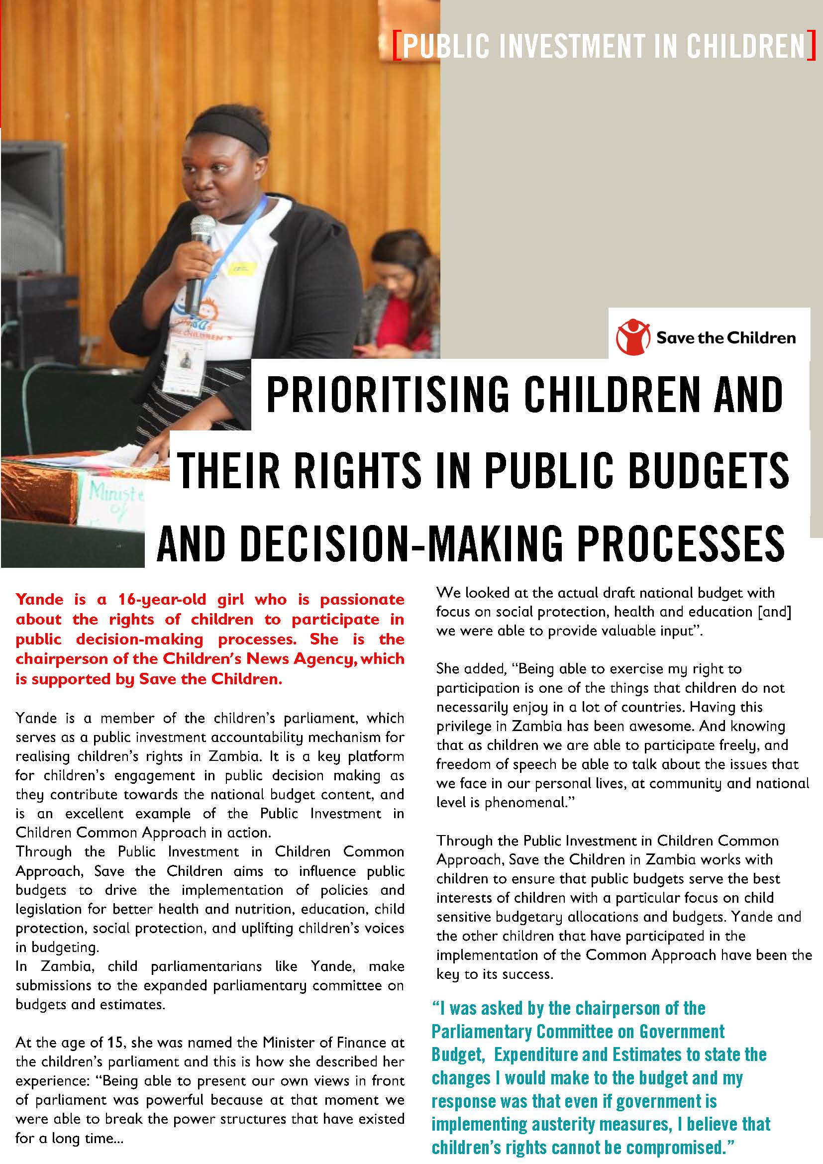 Public Investment in children