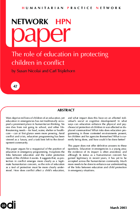 The role of education in protecting children in conflict - Save the ...