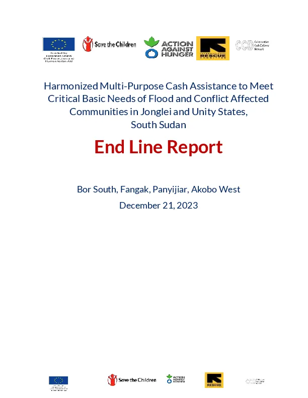 Harmonized Multi-Purpose Cash Assistance to Meet Critical Basic Needs of Flood and Conflict Affected Communities in Jonglei and Unity States, South Sudan