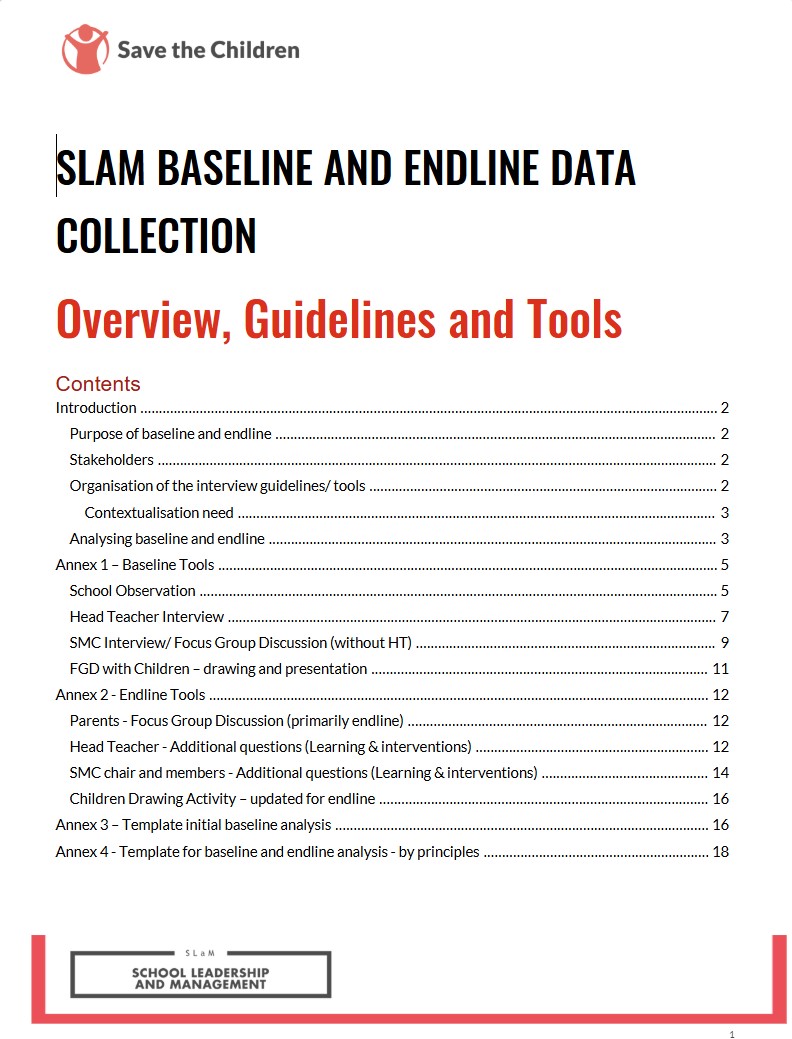 SLaM Baseline and Endline Overview and Tools