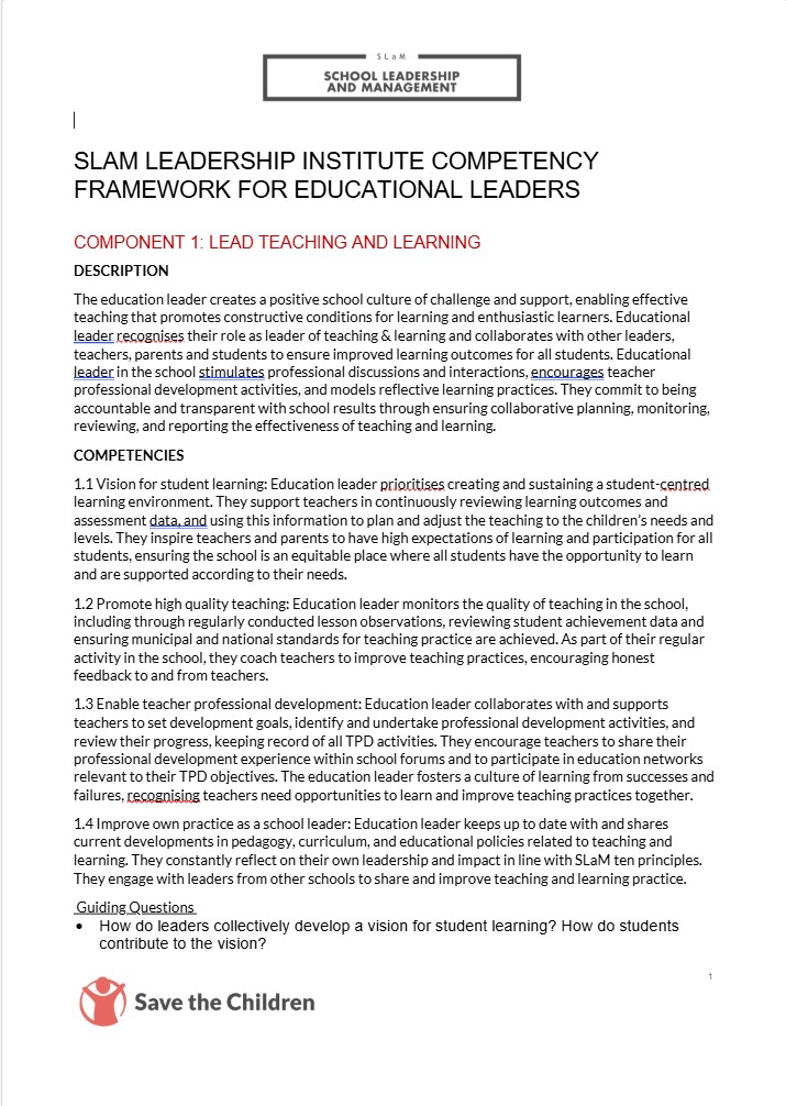 SLaM Leadership Competencies for Educational Leaders