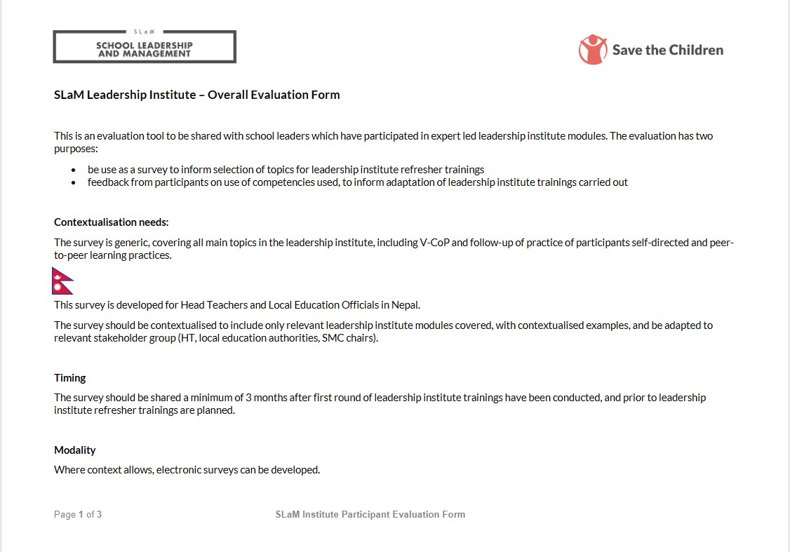 SLaM Leadership Institute Overall Evaluation