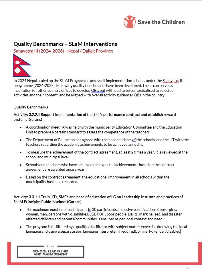 SLaM Quality Benchmark Nepal Example