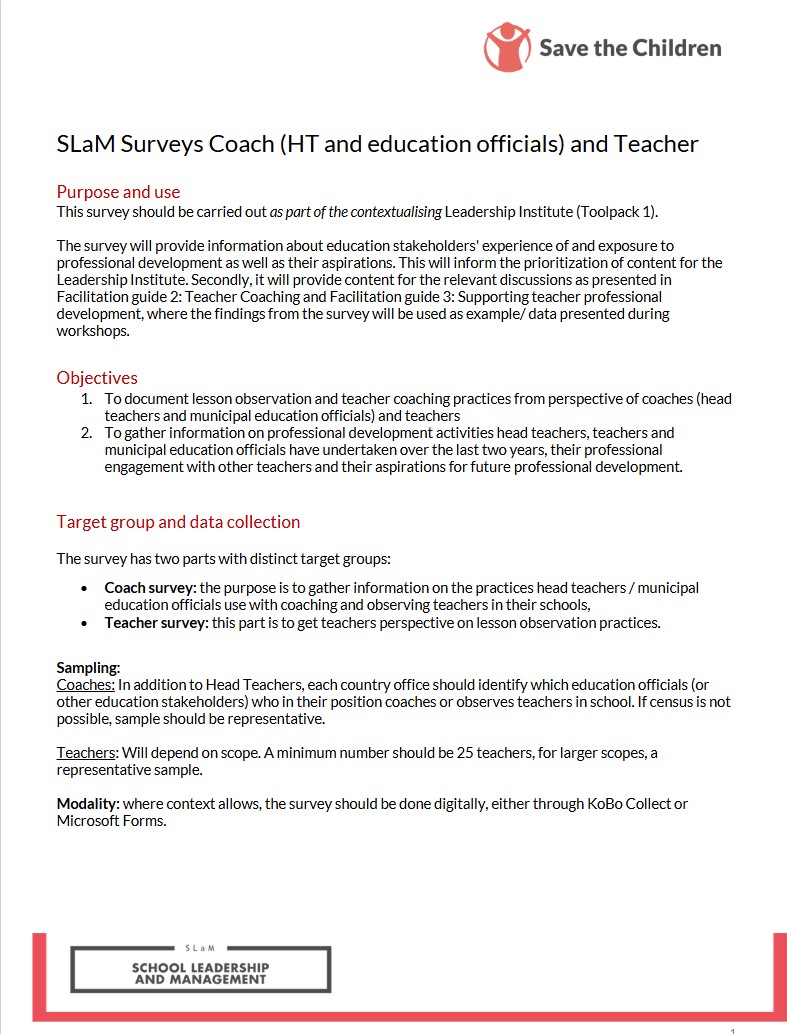 SLaM Survey Coach and Teacher LI