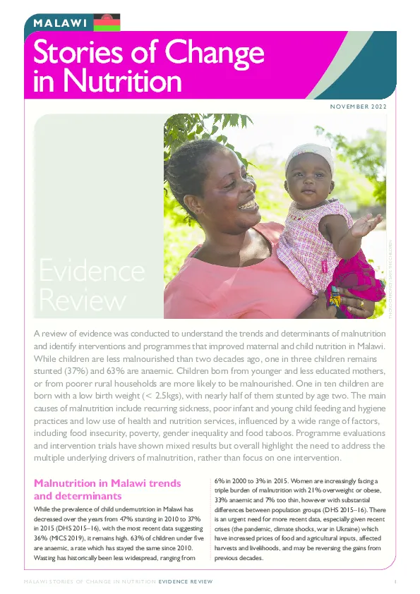 Stories of Change in Nutrition: Evidence Review: Malawi