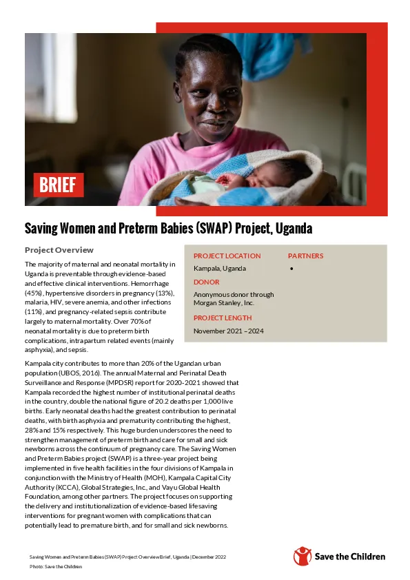 Saving Women and Preterm Babies Project (SWAP) Factsheet, Uganda