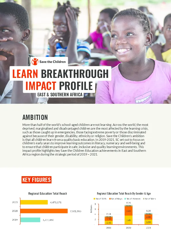 Save the Children East & Southern Africa Learn Breakthrough Impact Profile