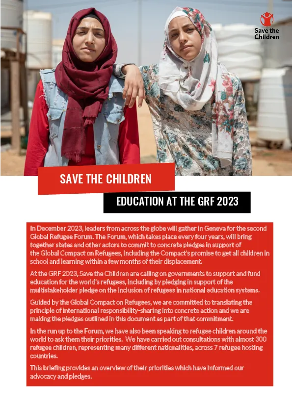 Save the Children’s education at the Global Refugee Forum 2023