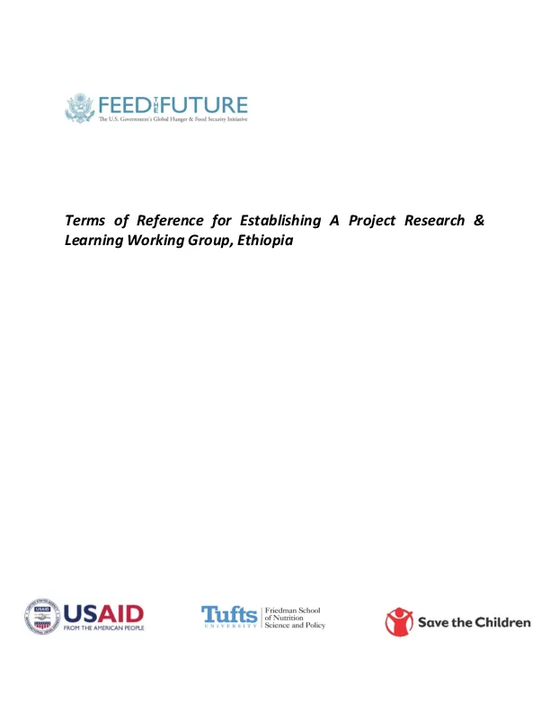 Terms of Reference for Establishing A Project Research & Learning Working Group, Ethiopia