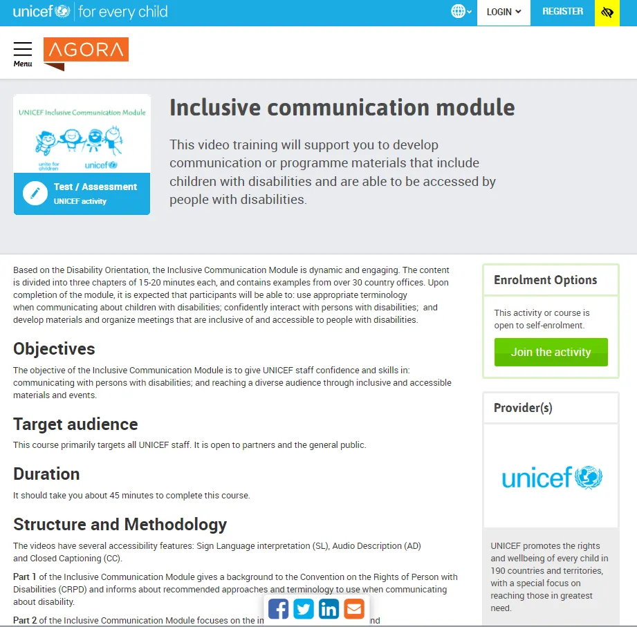 UNICEF Training on Inclusive Communication Module Thumbnail