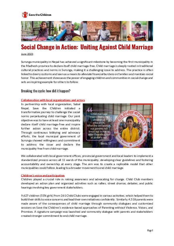 Social Change in Action: Uniting Against Child Marriage