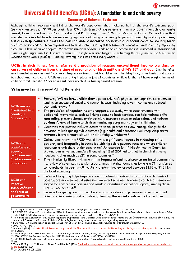 Universal Child Benefits (UCBs): A foundation to end child poverty ...