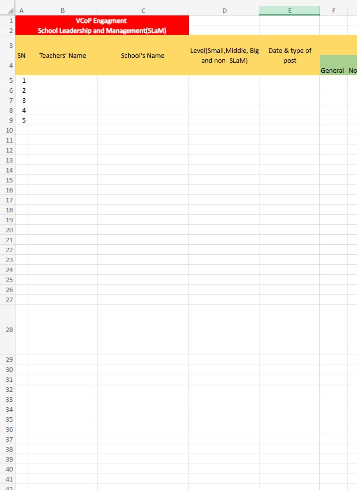 VCOP ENAGEMENT EVALUATION TEMPLATE