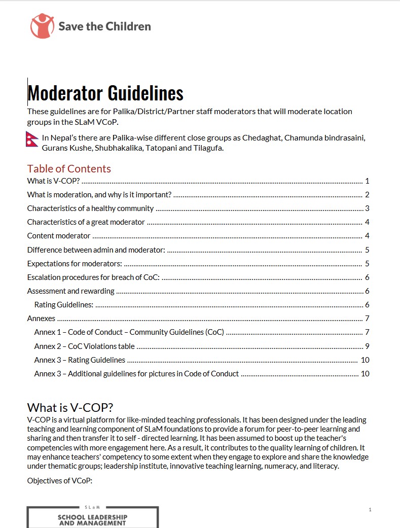 VCOP Moderator Guidelines
