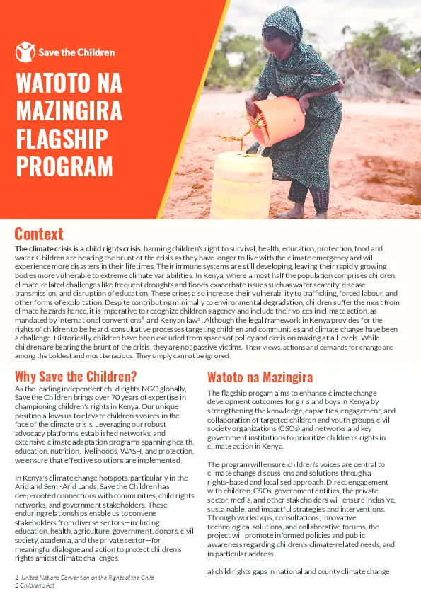 Watoto na Mazingira Flagship Program