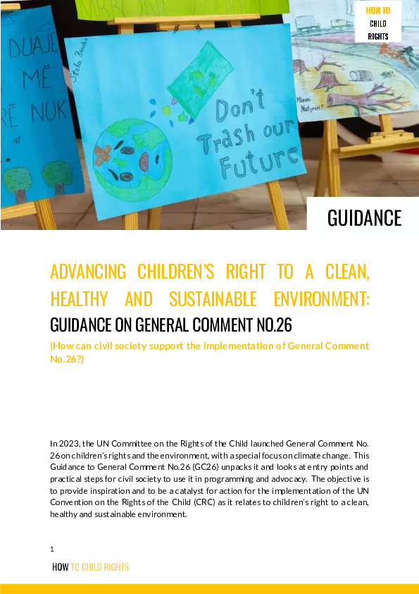 Advancing Children’s Right to a Clean, Healthy and Sustainable Environment: Guidance on general comment NO.26 thumbnail