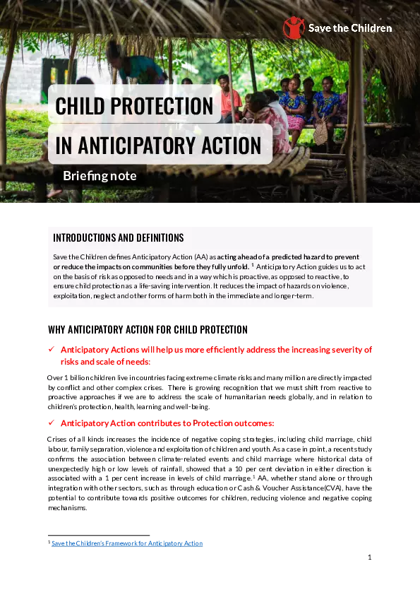 Child Protection in Anticipatory Action: Briefing Note thumbnail